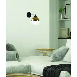 Oswietlenie - contessa lampa kinkiet czarny 1x40 e27 klosz złoty candellux 