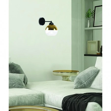 Oswietlenie - contessa lampa kinkiet czarny 1x40 e27 klosz złoty candellux 