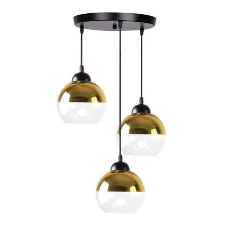 Oswietlenie - contessa lampa wisząca talerz czarny 3x40 e27 klosz złoty candellux 