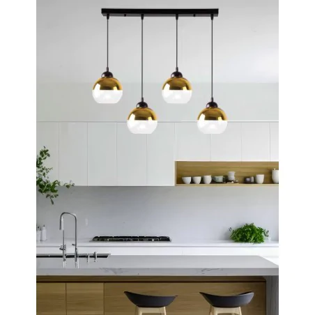 Oswietlenie - contessa lampa wisząca czarny 4x40 e27 klosz złoty candellux 