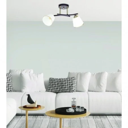 Oswietlenie - greco lampa sufitowa czarny+złoty 2x40 e27 klosz biały candellux 