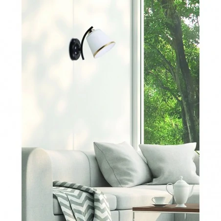 Oswietlenie - greco lampa kinkiet czarny+złoty 1x40 e27 klosz biały candellux 