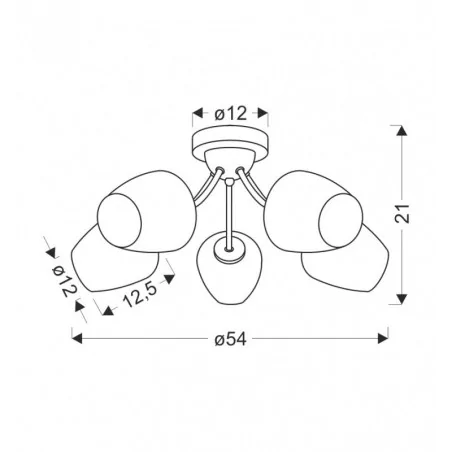 Oswietlenie - zina lampa sufitowa patynowy 5x40 e27 klosz biały candellux 