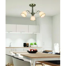 Oswietlenie - losanna lampa wisząca patynowy 3x40w e14 klosz biały z obwódką candellux 