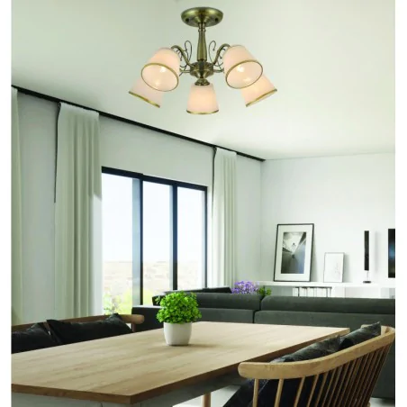 Oswietlenie - losanna lampa wisząca patynowy 5x40w e14 klosz biały z obwódką candellux 