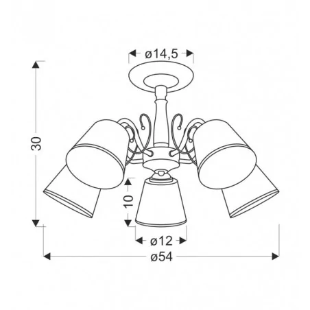 Oswietlenie - losanna lampa wisząca patynowy 5x40w e14 klosz biały z obwódką candellux 