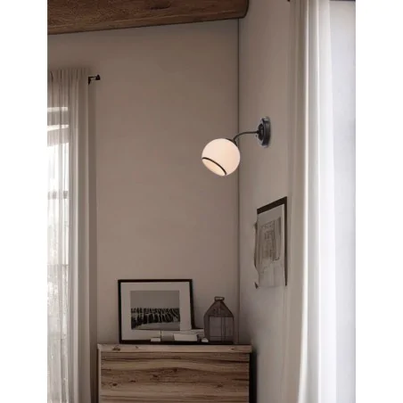 Oswietlenie - marinen lampa kinkiet czarny 1x40w e27 klosz biały z obwódką candellux 