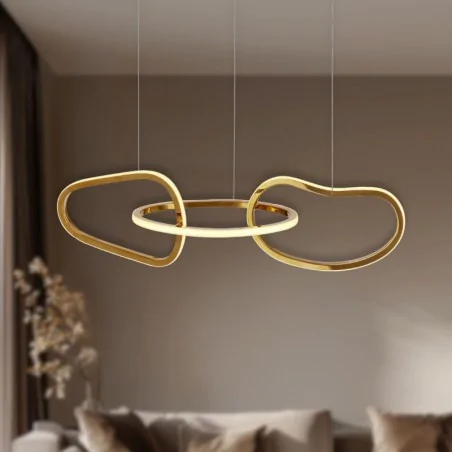 Oswietlenie - anneli lampa wisząca francuskie złoto 30w led 3000k maskownica biała candellux 