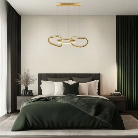 Oswietlenie - anneli lampa wisząca francuskie złoto 30w led 3000k maskownica biała candellux 