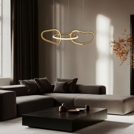 Oswietlenie - anneli lampa wisząca francuskie złoto 30w led 3000k maskownica biała candellux 