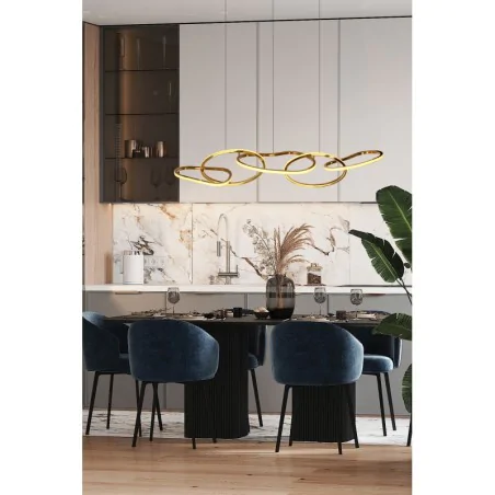 Oswietlenie - anneli lampa wisząca francuskie złoto 45w led 3000k maskownica biała candellux 