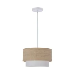 Oswietlenie - ritana lampa wisząca biały 1x60 e27 abażur beżowy+biały candellux