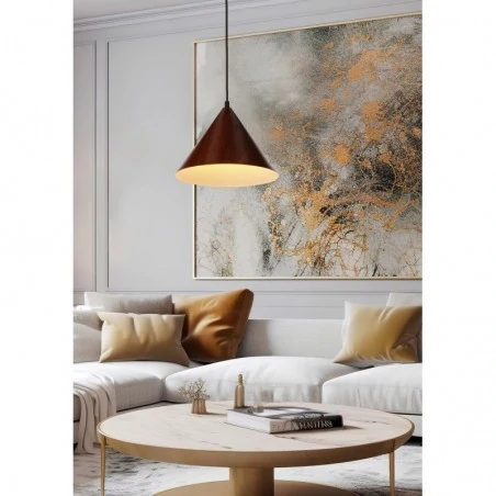 Oswietlenie - dunca lampa wisząca 25 czarny 1x40 e27 klosz ciemny orzechowy candellux 