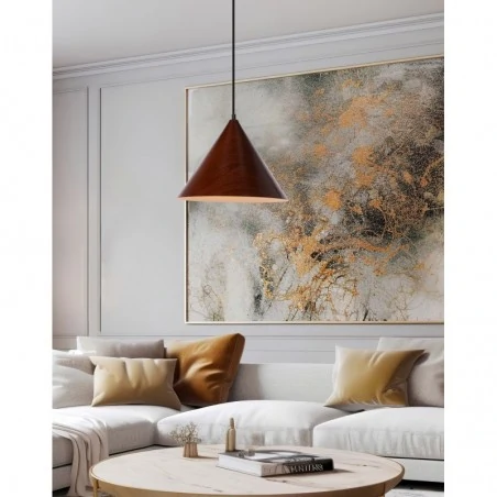 Oswietlenie - dunca lampa wisząca 32 czarny 1x40 e27 klosz ciemny orzechowy candellux 