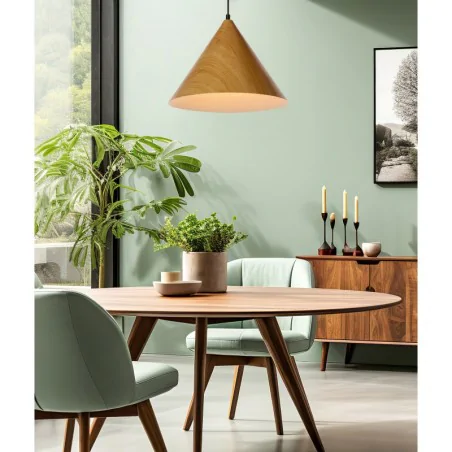 Oswietlenie - dunca lampa wisząca 32 czarny 1x40 e27 klosz jasny dębowy candellux 