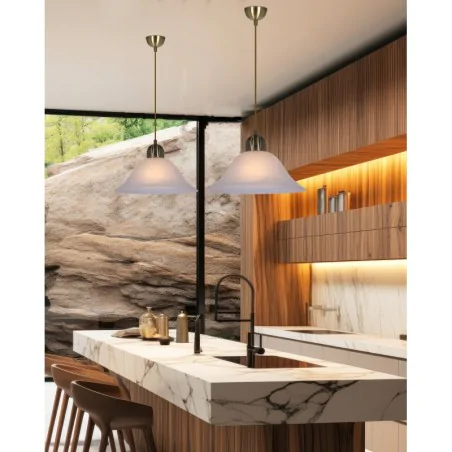 Oswietlenie - moss lampa wisząca patynowy 1x60w e27 klosz biały alabastrowy candellux 