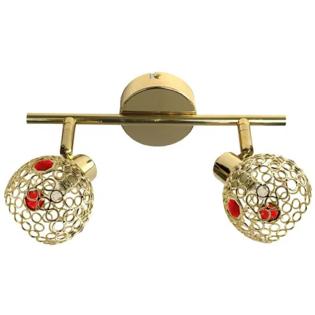 Oswietlenie - aron listwa 2x40w g9 mosiądz kryształ czerwony candellux 