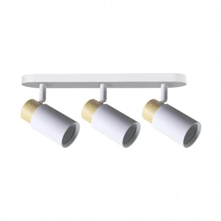 Oswietlenie - claro lampa sufitowa listwa biały 3x15w gu10 klosz biały+drewniany candellux 