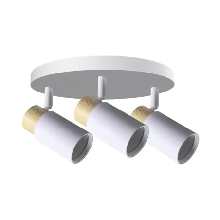 Lampy-sufitowe - claro lampa sufitowa plafon biały 3x15w gu10 klosz biały+drewniany candellux 