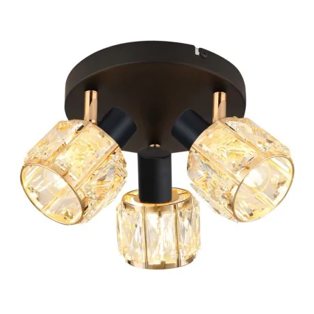 Oswietlenie-sufitowe - lampa sufitowa plafon czarny z kryształowym kloszami glamour dubai 98-30214 candellux 