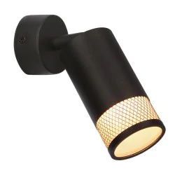 Kinkiety-do-salonu - lampa kinkiet czarny tuba relfektor czarno-złoty gu10 flin 91-27566  candellux 