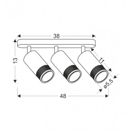 Oswietlenie - lampa sufitowa listwa czarno-złota potrójna flin 93-27689 candellux 
