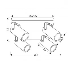 Oswietlenie-sufitowe - lampa sufitowa typu spot czarny 4 reflektorki gu10 gary 98-28143 candellux 