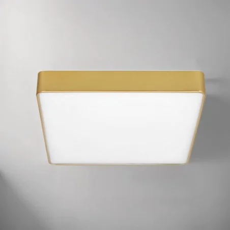 Plafony - quattro lampa plafon kwadratowy 30x30 12w led złoty ip44 candellux 