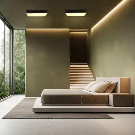 Plafony - quattro lampa plafon kwadratowy 30x30 12w led złoty ip44 candellux 