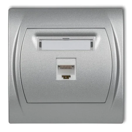 Gniazda-komputerowe - gniazdo komputerowe pojedyncze srebrny metalik 7lgk-1 logo karlik 