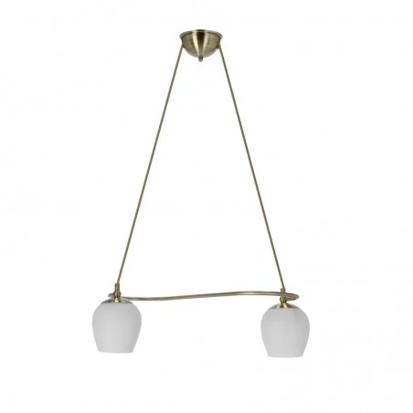 Oswietlenie - serano lampa wisząca patynowy 2x60w e27 klosz biały candellux 