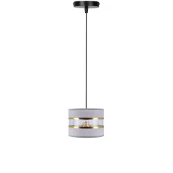 Oswietlenie - pandy lampa wisząca czarny 1x40w e27 abażur szary+złoty candellux