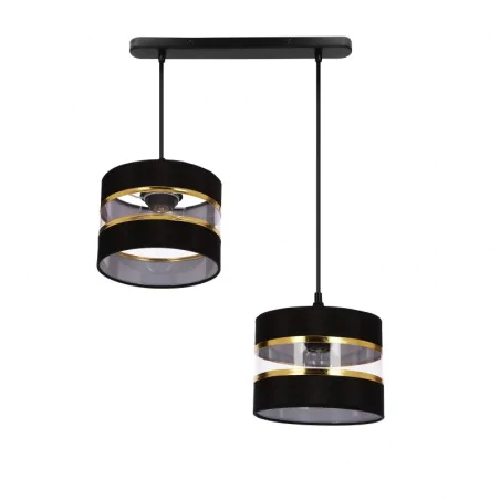 Oswietlenie - pandy lampa wisząca czarny 2x40w e27 abażur czarny+złoty candellux 