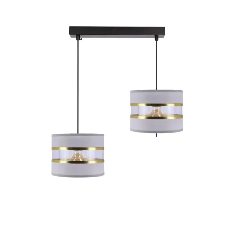 Oswietlenie - pandy lampa wisząca czarny 2x40w e27 abażur szary+złoty candellux 