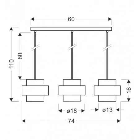 Oswietlenie - spiega lampa wisząca czarny+mosiężny 3x60w e27 klosz dymiony candellux 
