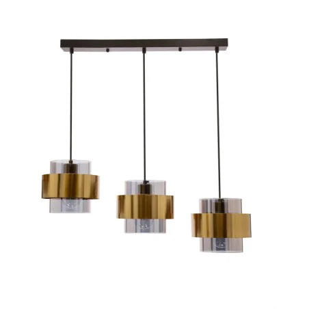 Oswietlenie - spiega lampa wisząca czarny+mosiężny 3x60w e27 klosz dymiony candellux 