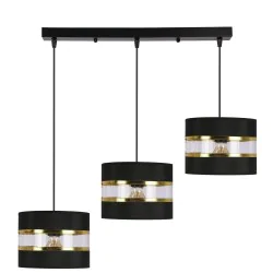 Oswietlenie - pandy lampa wisząca czarny 3x40w e27 abażur czarny+złoty candellux