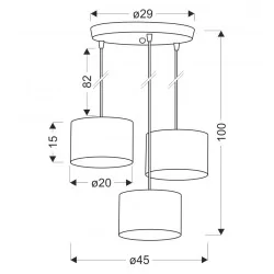 Oswietlenie - pandy lampa wisząca czarny talerz 3x40w e27 abażur czarny+złoty candellux 