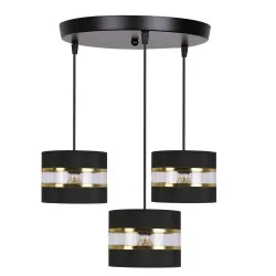 Oswietlenie - pandy lampa wisząca czarny talerz 3x40w e27 abażur czarny+złoty candellux
