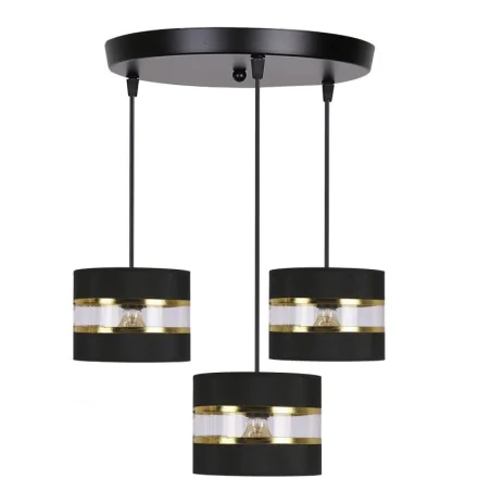 Oswietlenie - pandy lampa wisząca czarny talerz 3x40w e27 abażur czarny+złoty candellux 