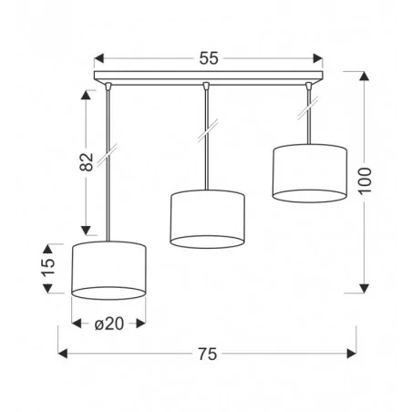 Oswietlenie - pandy lampa wisząca czarny 3x40w e27 abażur szary+złoty candellux 