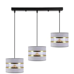 Oswietlenie - pandy lampa wisząca czarny 3x40w e27 abażur szary+złoty candellux