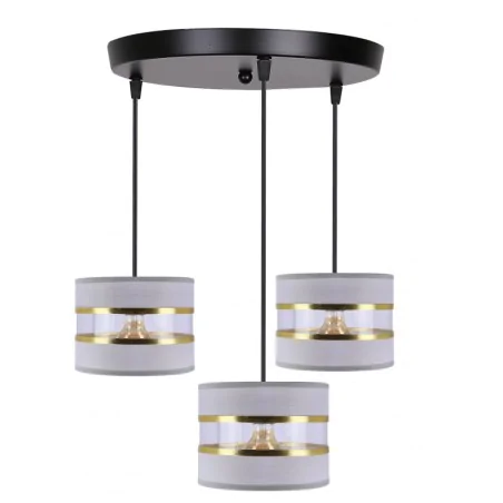 Lampy-sufitowe - lampa sufitowa wisząca trzy klosze e27 szaro-złota pandy 33-37664 candellux 