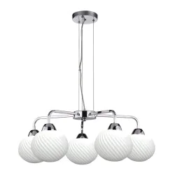 Lampy-sufitowe - nowoczesna lampa wisząca 5 kulistych białych kloszy e27 madryt 35-32942 candellux