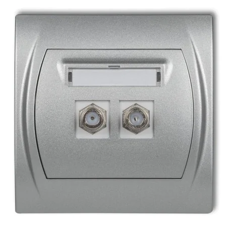 Gniazda-antenowe - gniazdo antenowe podwójne typu f (sat) srebrny metalik 7lgf-2 logo karlik 