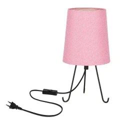 Lampki-nocne - smally lampa stołowa na biurko z różowmy abażurem candellux