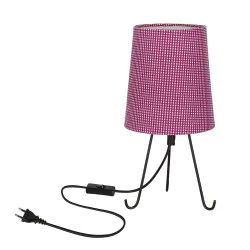 Lampki-nocne - lampa stołowa trójnóg e14 z fioletowym abażurem candellux