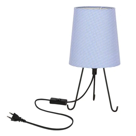 Lampki-nocne - smally lampa stołowa z niebieskim abażurem candellux 