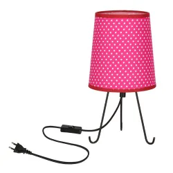 Lampki-biurkowe - lampa stołowa z fuksjowym abażurem w kropki 41-33239 candellux