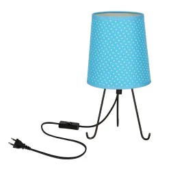 Lampki-nocne - lampa stołowa nocna z niebieskim abażurem w kropki smally 41-33253 candellux